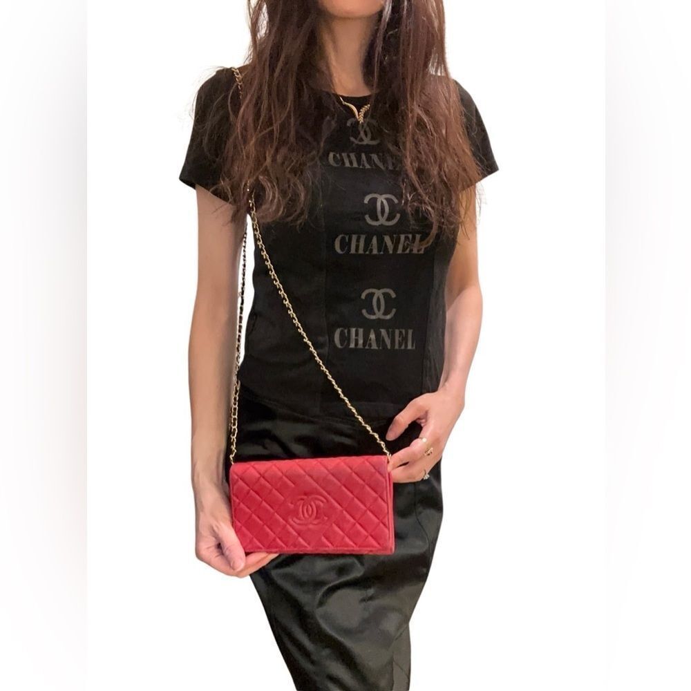 Chanel Red Leather Quilted Continental Wallet